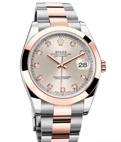 Replica Rolex Watch Women Oyster Perpetual Datejust 41 126301 - 72611 Everose Rolesor - Diamonds - Everose Rolesor Bracelet